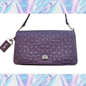 NEW COACH 30427 DINKY Purple Signature Leather Crossbody/Clutch/Shoulderbag RARE